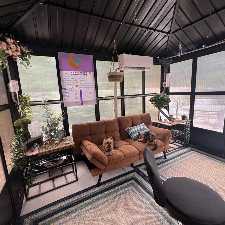 PURPLE LEAF Sunroom Hardtop Gazebo Solarium Grey Galvanized Steel Double Roof All-Weather Aluminum Outdoor Screen House