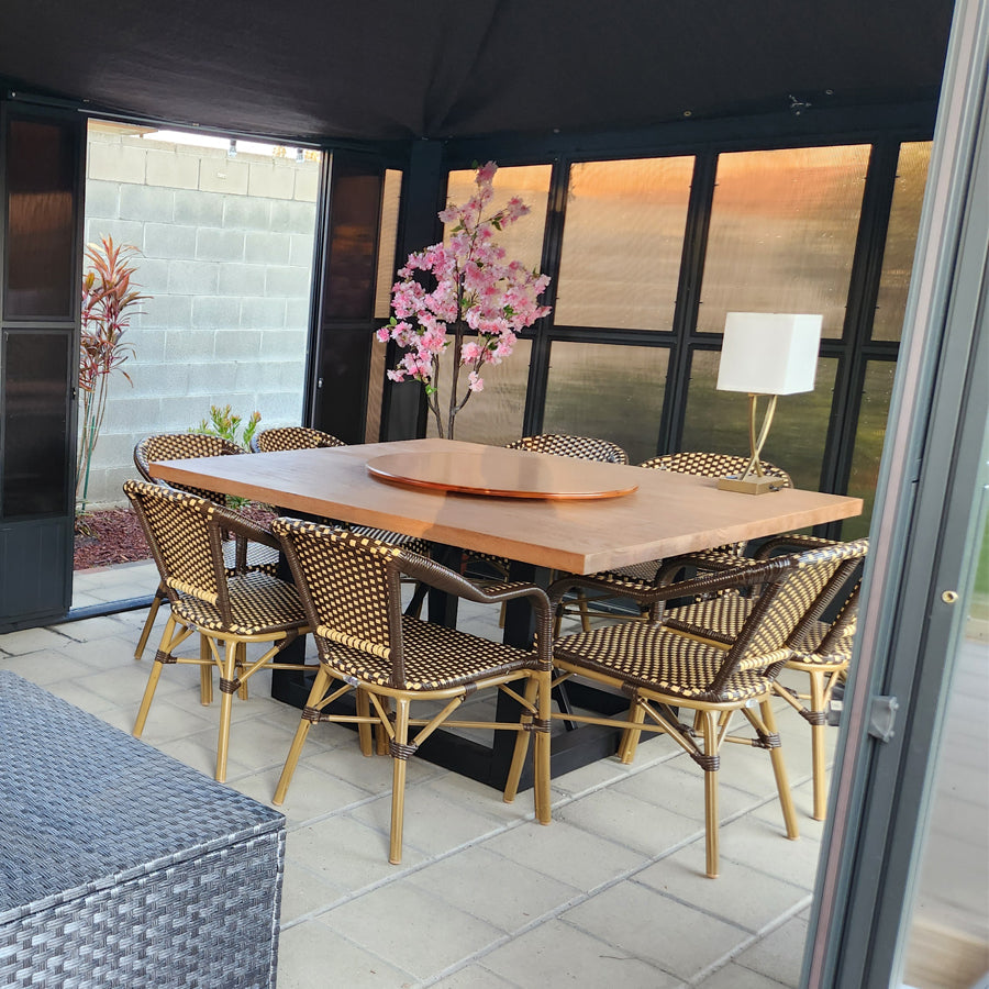 PURPLE LEAF Sunroom Hardtop Gazebo Solarium Grey Galvanized Steel Double Roof All-Weather Aluminum Outdoor Screen House