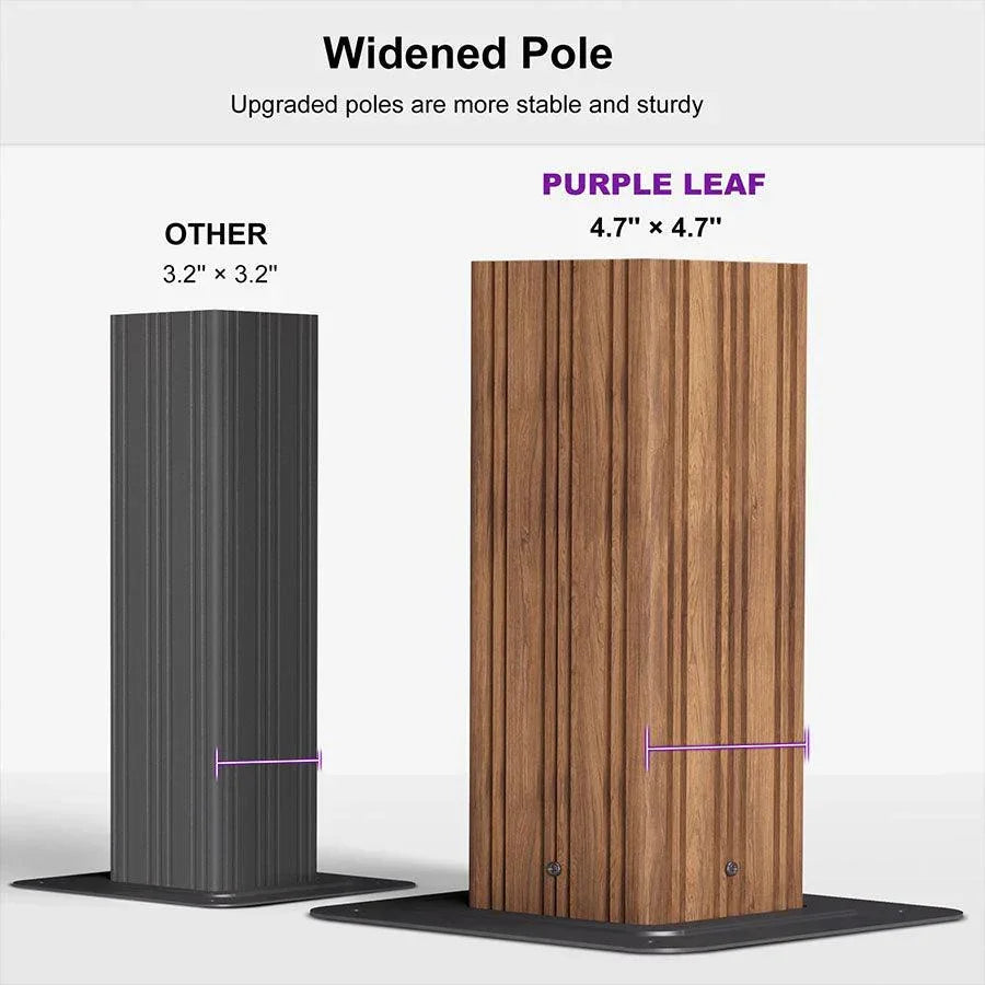 PURPLE LEAF Hardtop Gazebo for Patio Wood Grain Aluminum Frame Awning with String Lights-clear