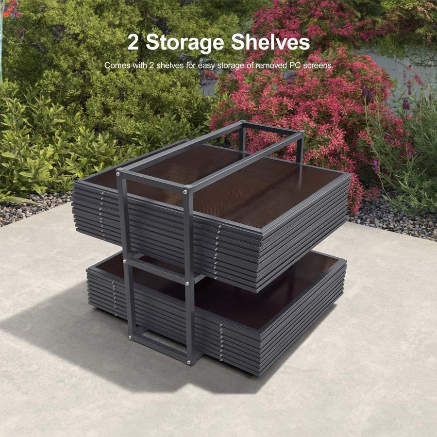 PURPLE LEAF Sunroom Hardtop Gazebo Solarium Grey Galvanized Steel Double Roof All-Weather Aluminum Outdoor Screen House