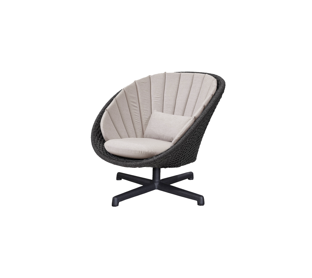 Peacock lounge chair w/swivel aluminium base