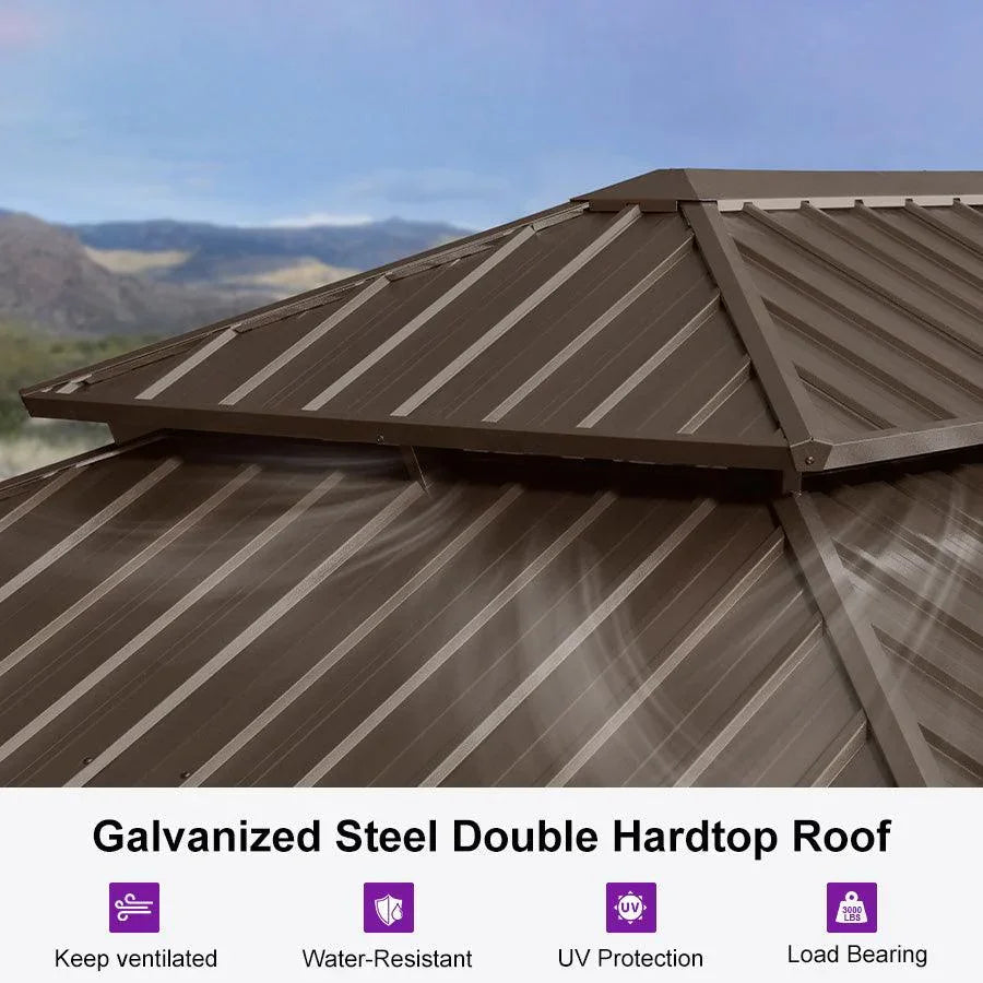 PURPLE LEAF Outdoor Metal Carport Gazebo Bronze Steel Roof Aluminum Frame Shelter for Parking