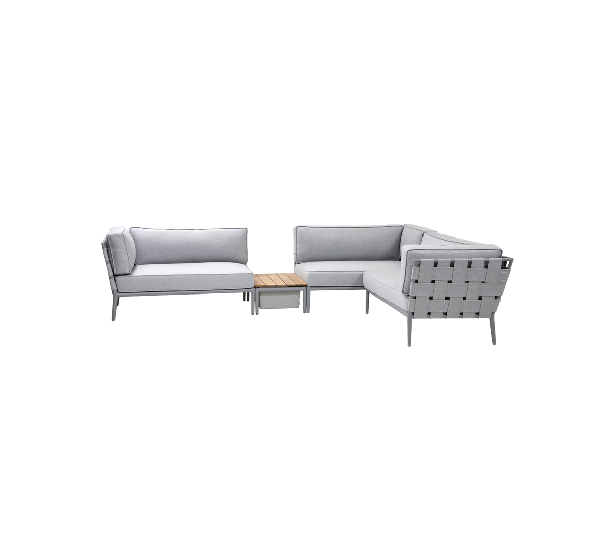 Conic modular corner sofa with box table