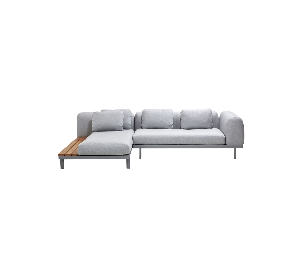Space modular sofa with chaise longue and side table