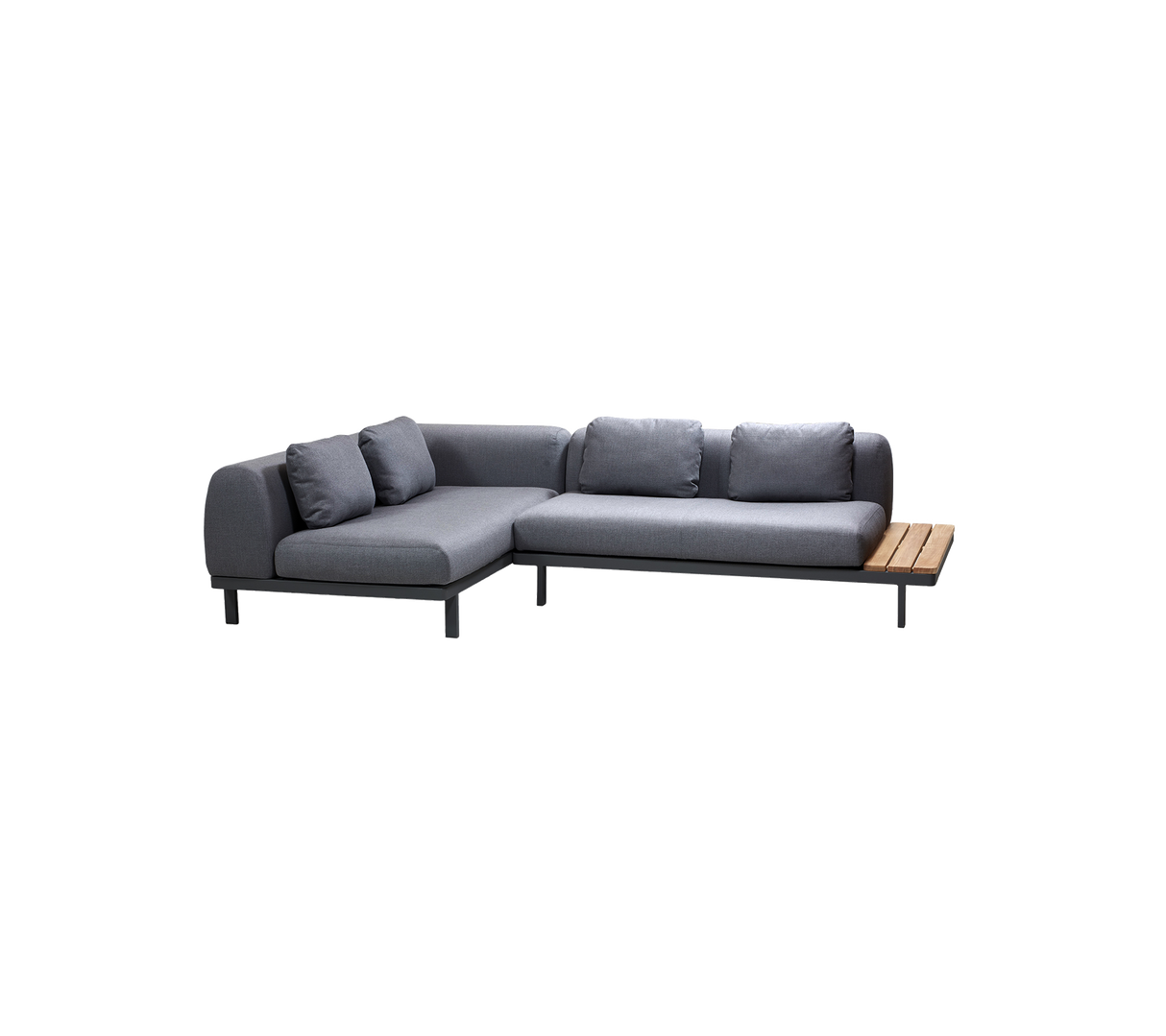 Space compact 2-module corner sofa with side table