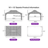 PURPLE LEAF Hardtop Gazebo for Patio Wood Grain Aluminum Frame Awning with Netting