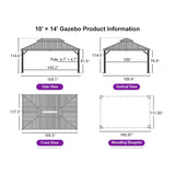 PURPLE LEAF Hardtop Gazebo for Patio Wood Grain Aluminum Frame Awning with Netting