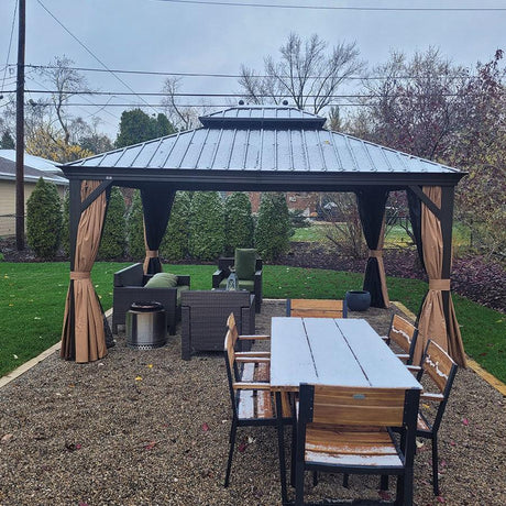 PURPLE LEAF Outdoor Metal Carport Gazebo Bronze Steel Roof Aluminum Frame Shelter for Parking