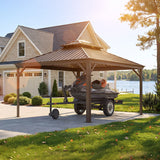 PURPLE LEAF Outdoor Metal Carport Gazebo Bronze Steel Roof Aluminum Frame Shelter for Parking