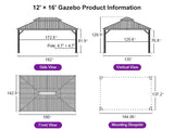 PURPLE LEAF Hardtop Gazebo for Patio Wood Grain Aluminum Frame Awning with String Lights-clear