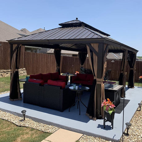 PURPLE LEAF Outdoor Metal Carport Gazebo Bronze Steel Roof Aluminum Frame Shelter for Parking