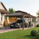 PURPLE LEAF Outdoor Metal Carport Gazebo Bronze Steel Roof Aluminum Frame Shelter for Parking