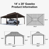 PURPLE LEAF Outdoor Metal Carport Gazebo Bronze Steel Roof Aluminum Frame Shelter for Parking