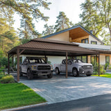 PURPLE LEAF Outdoor Metal Carport Gazebo Bronze Steel Roof Aluminum Frame Shelter for Parking
