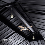 PURPLE LEAF Hardtop Gazebo for Patio Wood Grain Aluminum Frame Awning with Netting