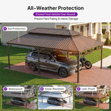 PURPLE LEAF Outdoor Metal Carport Gazebo Bronze Steel Roof Aluminum Frame Shelter for Parking