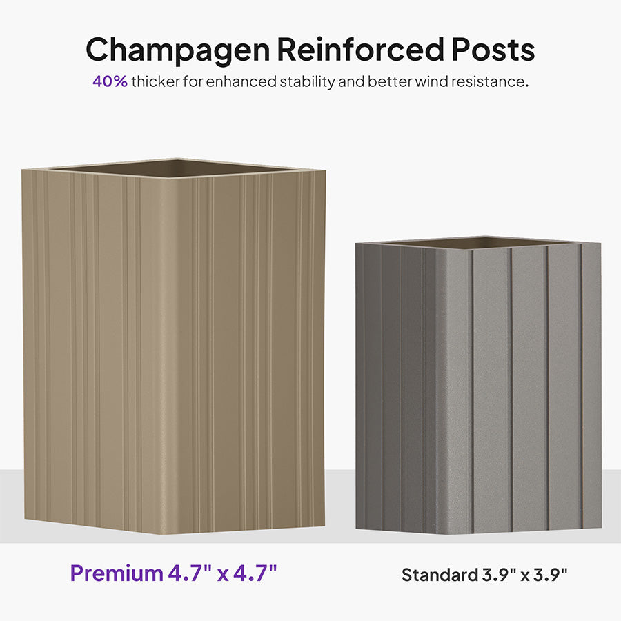 PURPLE LEAF Backyard Gazebo Champagne Hardtop Galvanized Steel Roof Awning and Upgrade Curtain with Lights-milky