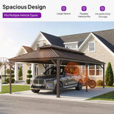 PURPLE LEAF Outdoor Metal Carport Gazebo Bronze Steel Roof Aluminum Frame Shelter for Parking