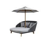 Classic parasol w/pulley system low for Peacock daybed