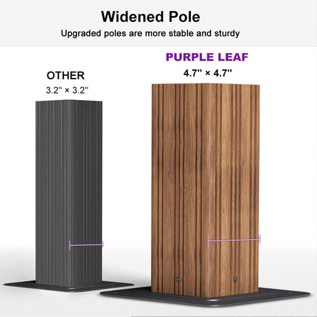 PURPLE LEAF Hardtop Gazebo for Patio Wood Grain Aluminum Frame Awning with String Lights-milky