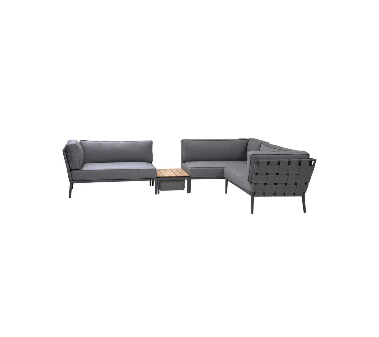 Conic modular corner sofa with box table