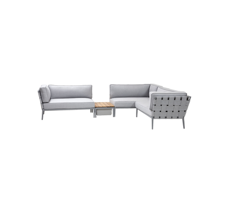 Conic modular corner sofa with box table