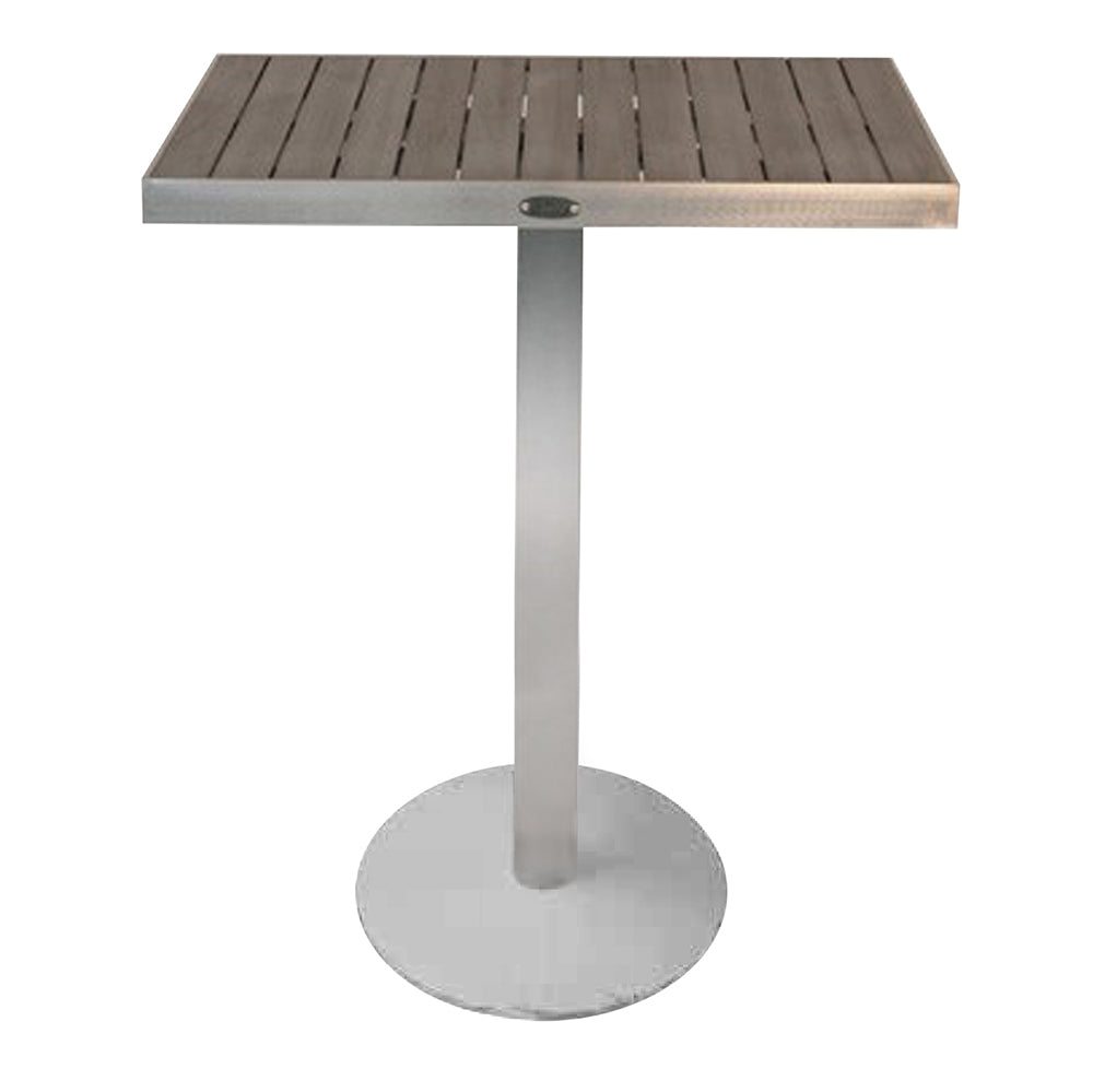 Sicilia Pedestal Round Bar Table with Square Top and Alumawood