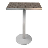 Sicilia Pedestal Round Bar Table with Square Top and Alumawood