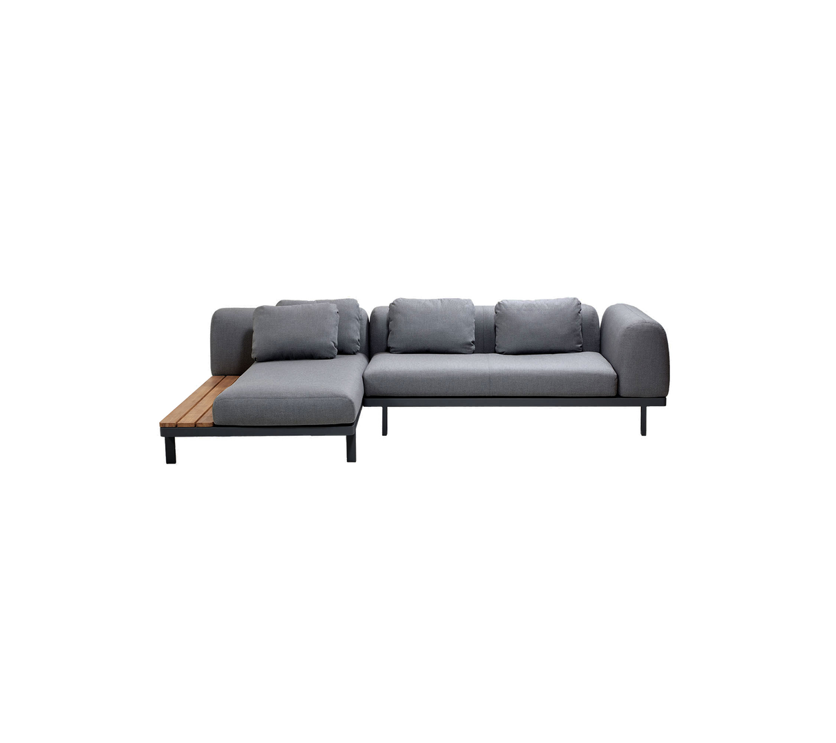 Space modular sofa with chaise longue and side table