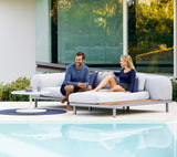 Space modular sofa with chaise longue and side table