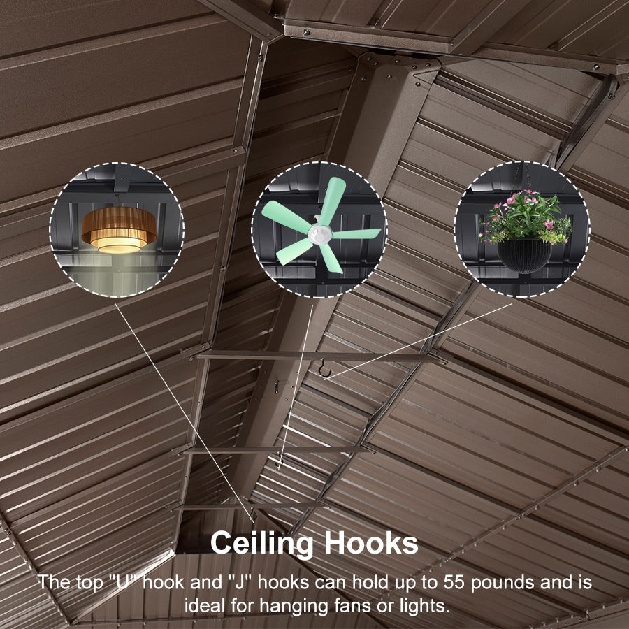 PURPLE LEAF Outdoor Metal Carport Gazebo Bronze Steel Roof Aluminum Frame Shelter for Parking