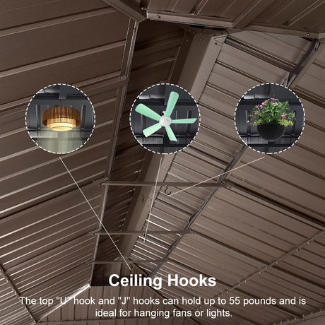 PURPLE LEAF Outdoor Metal Carport Gazebo Bronze Steel Roof Aluminum Frame Shelter for Parking