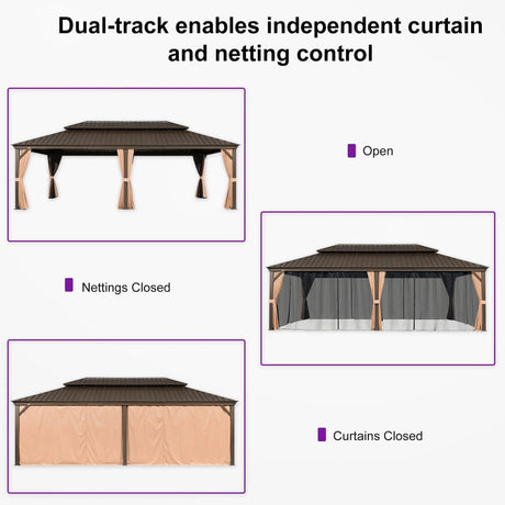 PURPLE LEAF Outdoor Metal Carport Gazebo Bronze Steel Roof Aluminum Frame Shelter for Parking