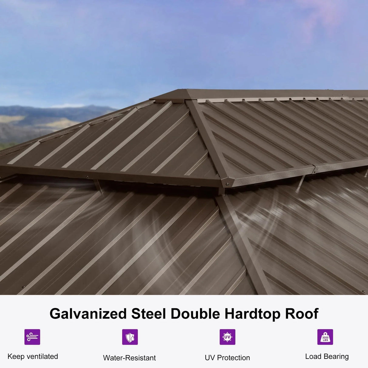 PURPLE LEAF Outdoor Metal Carport Gazebo Bronze Steel Roof Aluminum Frame Shelter for Parking