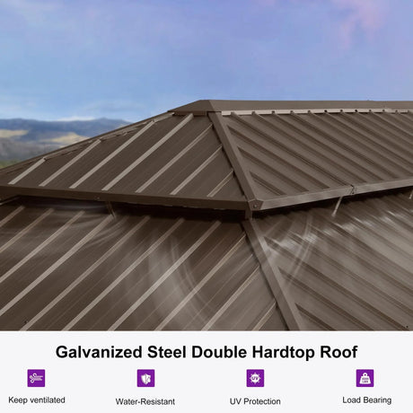 PURPLE LEAF Outdoor Metal Carport Gazebo Bronze Steel Roof Aluminum Frame Shelter for Parking