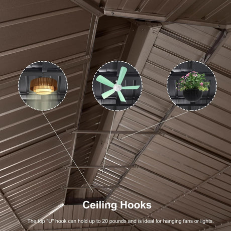PURPLE LEAF Outdoor Metal Carport Gazebo Bronze Steel Roof Aluminum Frame Shelter for Parking