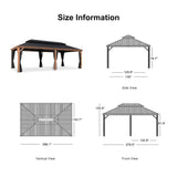 PURPLE LEAF Hardtop Gazebo for Patio Wood Grain Aluminum Frame Awning with Netting